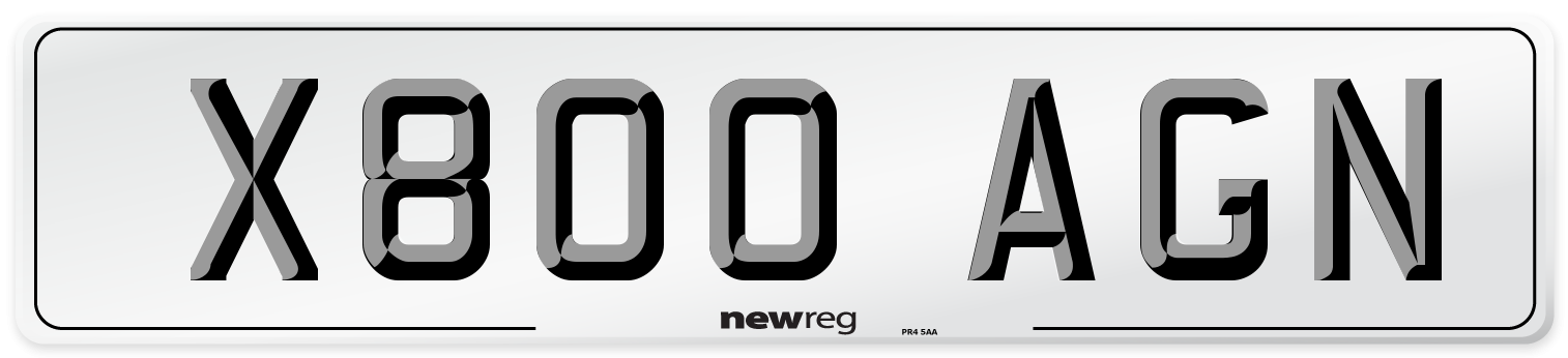 X800 AGN Number Plate from New Reg